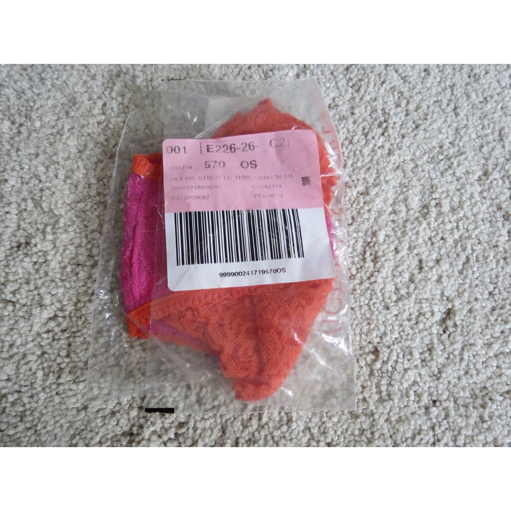 Victoria's Secret One Size Pink + Orange Lace Thong
